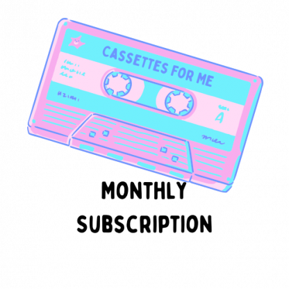 Cassettes For Me Monthly Subscription logo with a transparent background.