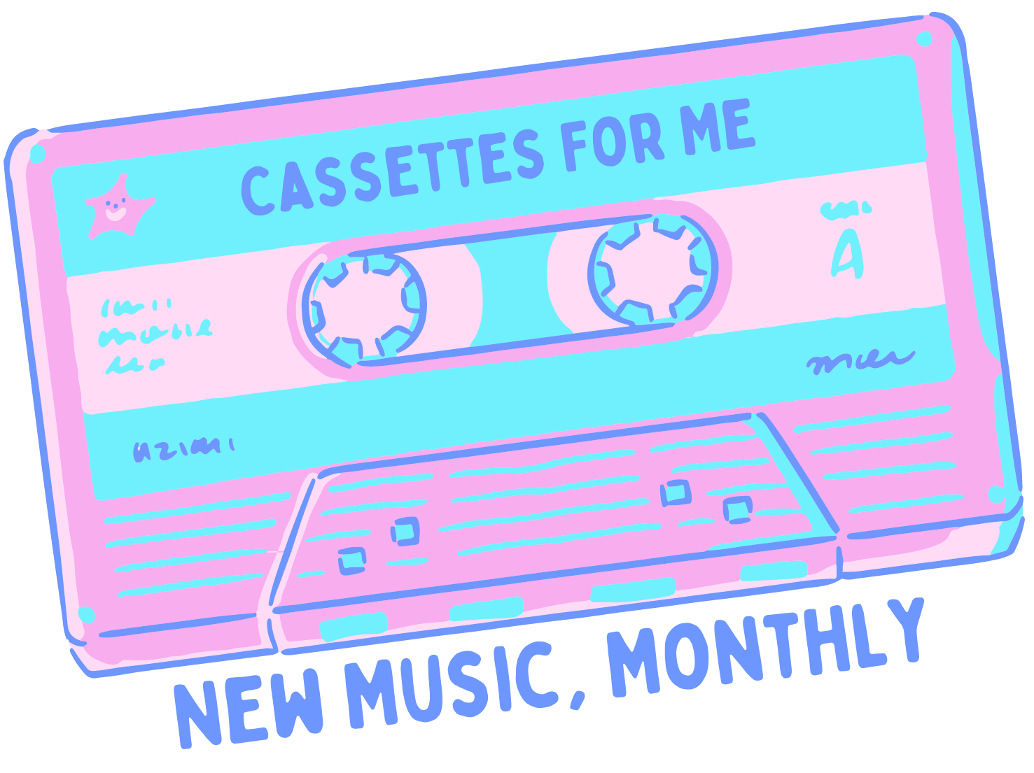 Cassettes For Me logo New Music, Monthly large image with a transparent background.